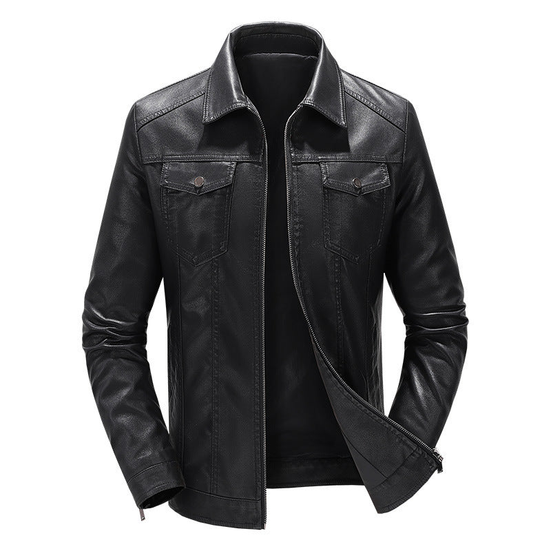 Korean Style Men's PU Leather Jacket | Slim Fit Autumn Winter 2025