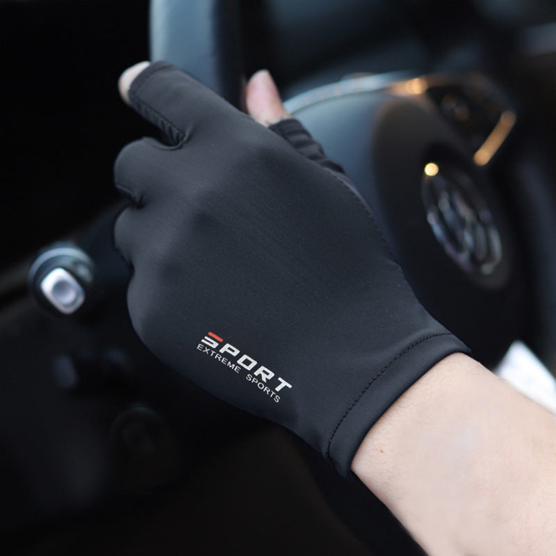 Ice Silk Half-Finger Gloves – Unisex Sun Protection for Riding & Fitness
