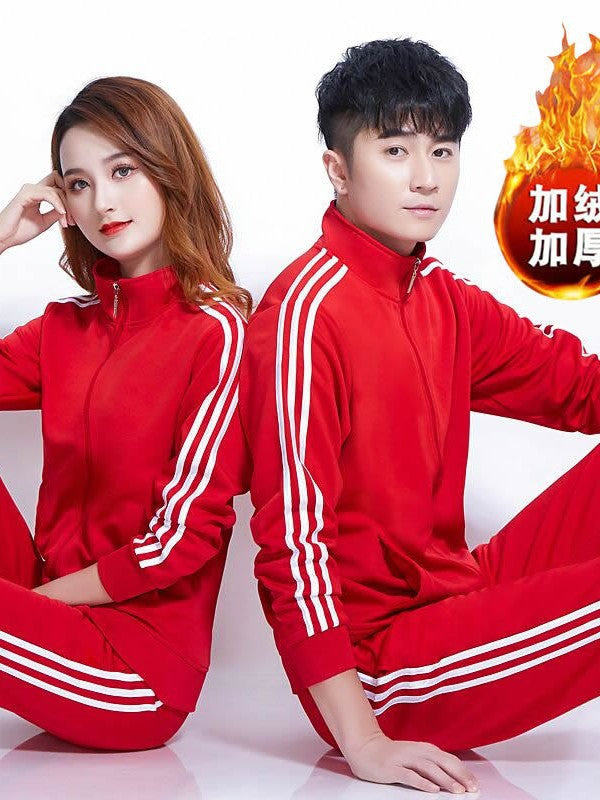 Fleece-Lined Thickened Sportswear Suit Autumn-Winter Plus Size