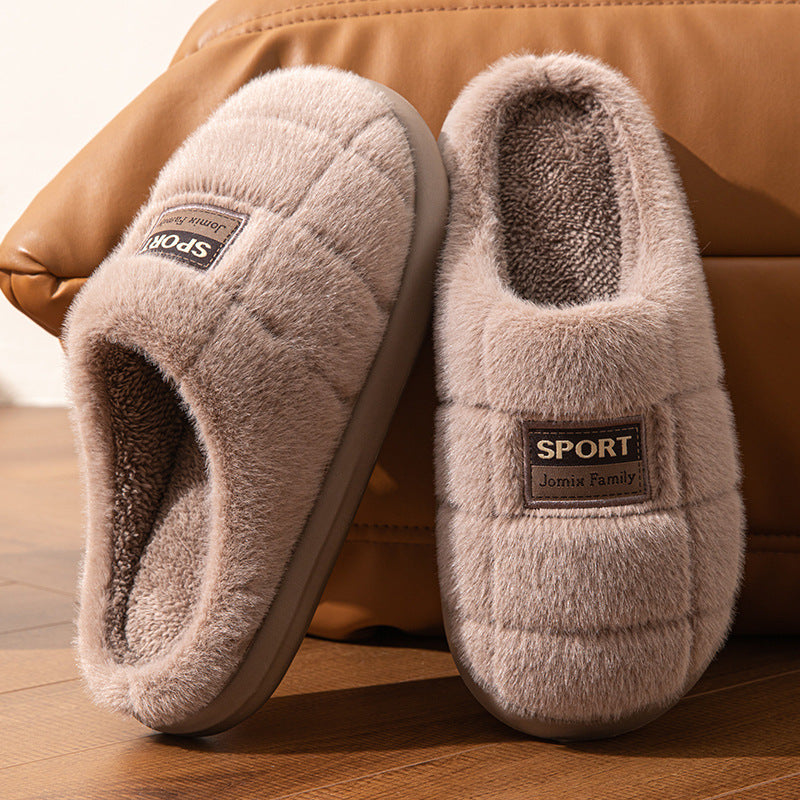 Men’s Plus Size Cotton Slippers Fleece-Lined Warm Winter