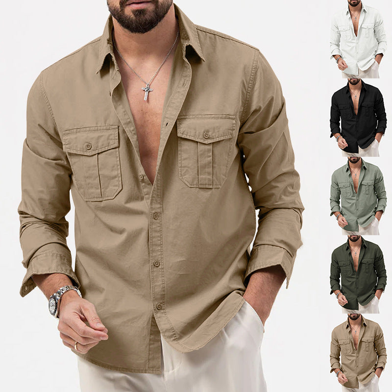 Loose Casual Men’s Jacket – Workwear Lapel Autumn Top