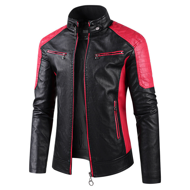 2024 Rock Men’s PU Leather Jacket | Stand Collar Urban Casual Style