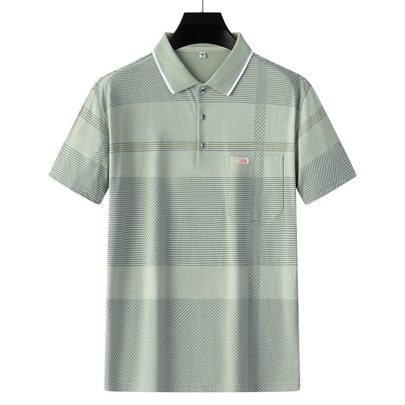 Men’s Pocket Polo T-Shirt – Summer Loose Fit for Elderly