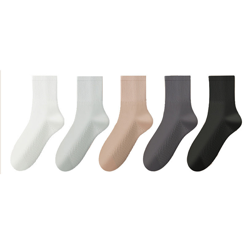 PACK OF 8 - Men’s Pure Cotton Mid-Calf Socks Sweat-Absorbent Black